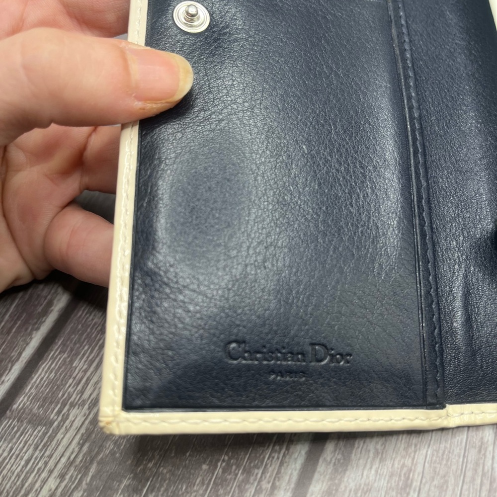 DIOR VTG Y2K Trotter Long Bifold Wallet Navy Blue & White #1 Vintage - Picture 10 of 15
